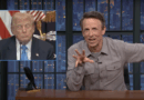 Seth Meyers gleefully reacts to footage of Trump nodding off on the job